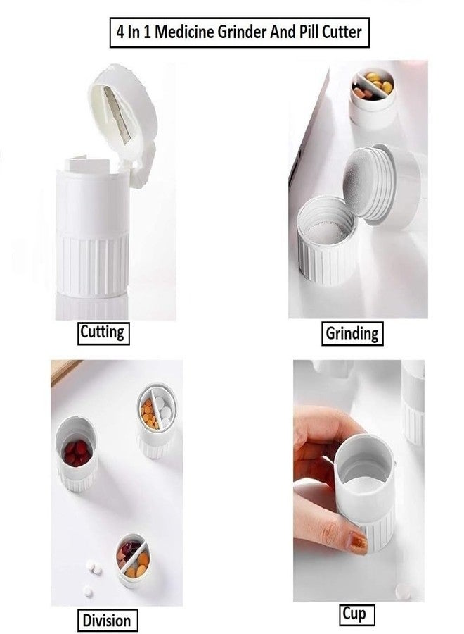 N M Z 4 in1 Medicine Grinder and Pill Cutter, Portable Mini Pill Cutter& Grinder,Tablet & Pill Cutter With Grinder, Drinking Cup (White1pc) - Image 5